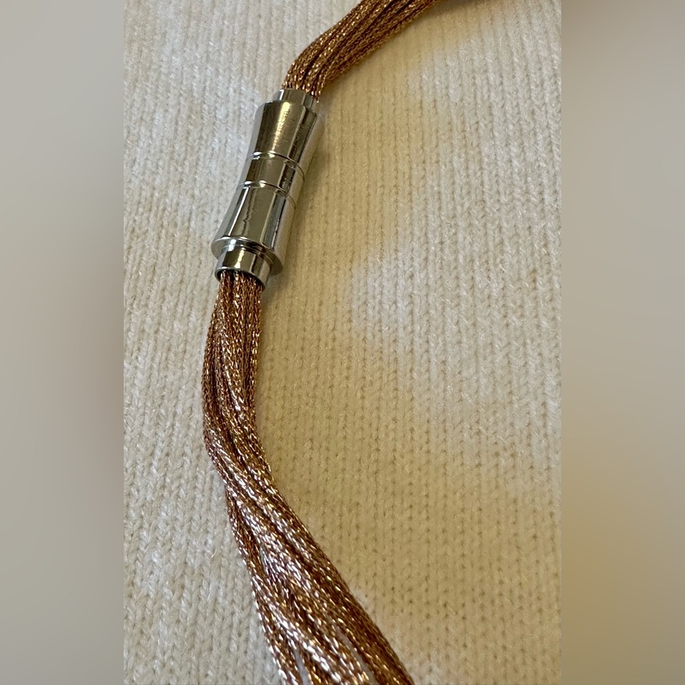 Gold & Silver Multi-Strand Necklace | Layered Strands | Magnetic Clasp - Picture 5 of 6